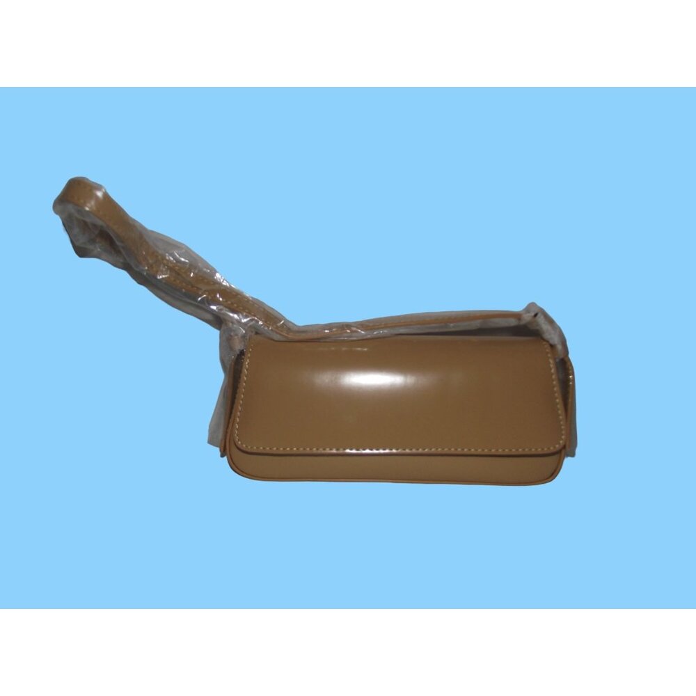 Vintage Style Patent Faux Leather Tan Shoulder Bag
